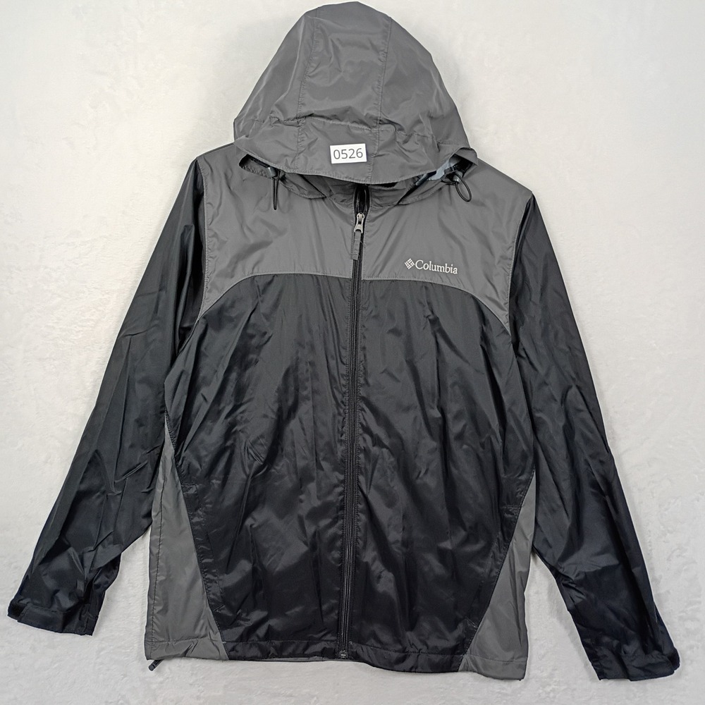 Columbia Windbreaker Jacket Mens Small Black Grey Hooded Gorpcore Outdoor Hiking